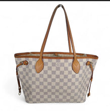 Load image into Gallery viewer, LOUIS VUITTON NEVERFULL PM TOTE BAG AZUR DAMIER CANVAS