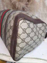 Load image into Gallery viewer, GUCCI GG SUPREME WEB BOSTON BAG BROWN
