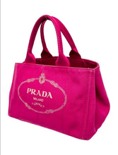 Load image into Gallery viewer, PRADA CANAPA PM HAND BAG CANVAS FUSCHA 14" LG 499
