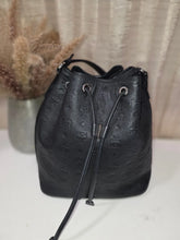 Load image into Gallery viewer, MCM LARGE DESSAU BLACK MONOGRAM NOÉ BAG
