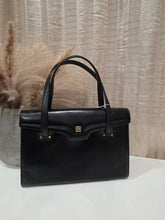 Load image into Gallery viewer, GIVENCHY VINTAGE TOP HANDLE KELLY BLACK LEATHER MEDIUM TOTE HAND BAG AUTHENTIC
