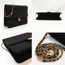 Load image into Gallery viewer, CHANEL BLK VINTAGE MATELASSE COTTON CHAIN SHOULDER CC LOGO PUSH LOCK BAG COA INCL
