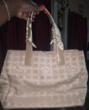 Load image into Gallery viewer, CHANEL NEW TRAVEL LINE BEIGE NYLON TOTE MM BAG HANDBAG (MINOR C/O)
