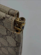 Load image into Gallery viewer, GUCCI GG E CLUTCH BAG CLASP LOCK LEATHER PVC BROWN BEIGE

