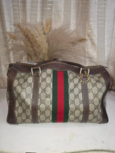Load image into Gallery viewer, GUCCI GG SUPREME WEB BOSTON BAG BROWN
