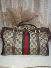 Load image into Gallery viewer, GUCCI GG SUPREME WEB BOSTON BAG BROWN
