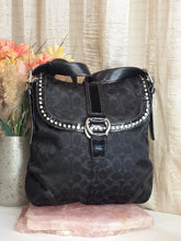 Load image into Gallery viewer, COACH F12852 VINTAGE SOHO BROWN SATEEN SIGNATURE C W/ RIVETS SHOULDER BAG
