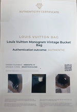 Load image into Gallery viewer, LOUIS VUITTON VINTAGE MONOGRAM COLLECTABLE BUCKET GM BAG COA INCL

