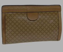 Load image into Gallery viewer, CELINE MACADAM CANVAS MINI CLUTCH BAG BEIGE W/VELCRO CLOSURE 22CM
