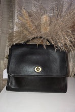 Load image into Gallery viewer, Coach Vintage Court Bag Black Leather Satchel Crossbody Handbag

