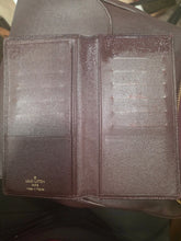 Load image into Gallery viewer, W17 LOUIS VUITTON TAIGA PLUM LEATHER LONG WALLET CARD BIFOLD CHECKBOOK
