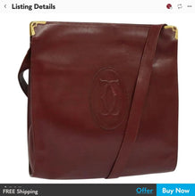 Load image into Gallery viewer, CARTIER VINTAGE GAMAGUCHI BORDEAUX GOLD SHOULDER LEATHER BAG
