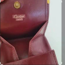Load image into Gallery viewer, CARTIER BURGUNDY LEATHER BUTTON COIN CASE COA INCL

