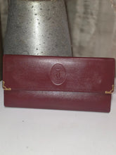 Load image into Gallery viewer, CARTIER BORDEAUX TRIFOLD LEATHER WALLET WITH COIN KISSLOCK POCKET
