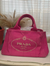 Load image into Gallery viewer, PRADA CANAPA PM HAND BAG CANVAS FUSCHA 14" LG 499
